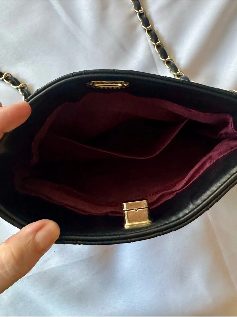 Black Quilted Crossbody with Gold Chain Strap